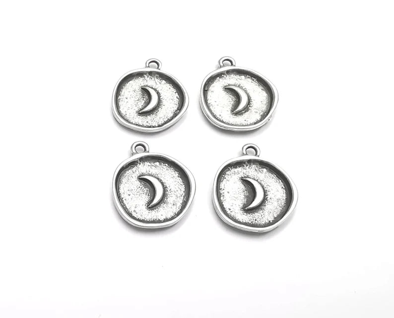 Crescent Moon Charm Antique Silver Plated Charm (20x16mm) G27670