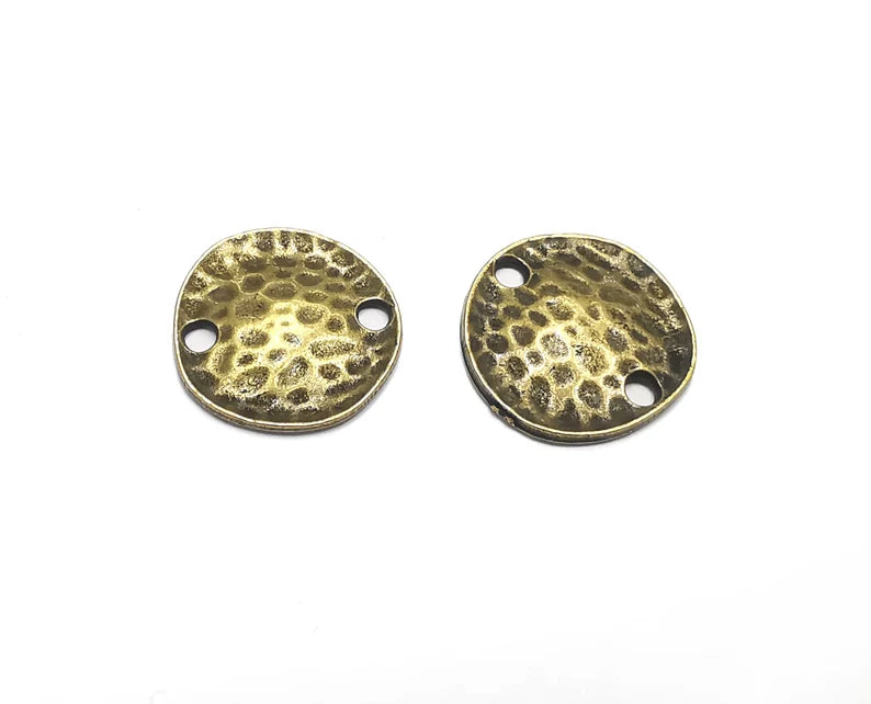 Disc Hammered Circle Charms Connector Antique Bronze Plated Connector (20 mm) G27680