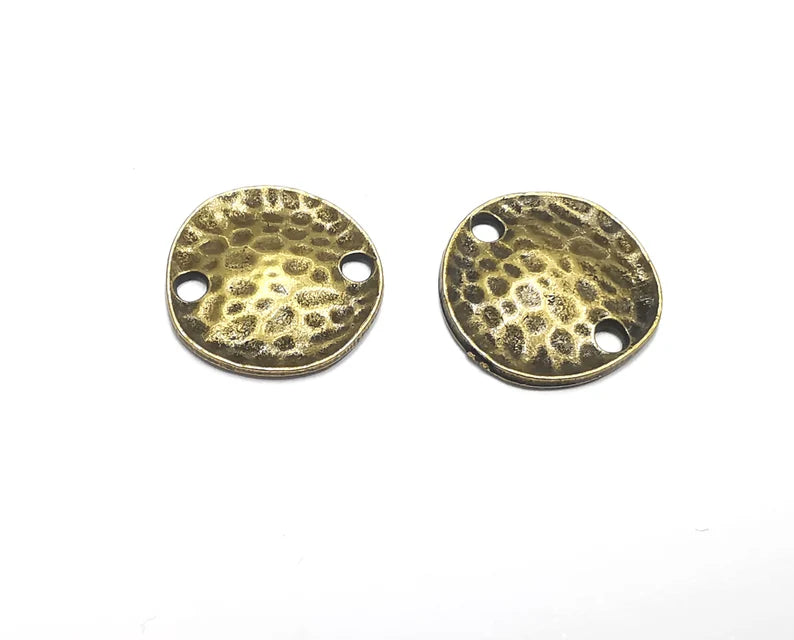 Disc Hammered Circle Charms Connector Antique Bronze Plated Connector (20 mm) G27680