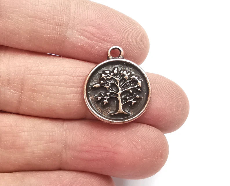 Tree Round Charms Antique Copper Plated Charms (22x19mm) G27691