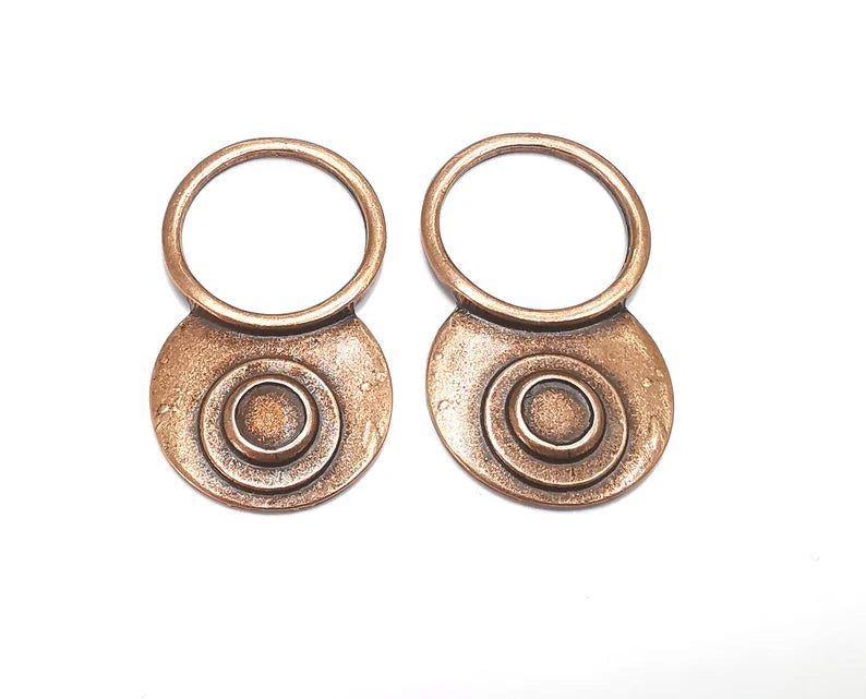 Ethnic Charms Blank Bezel Setting Antique Copper Plated Charms 44x25mm (7mm) G27700