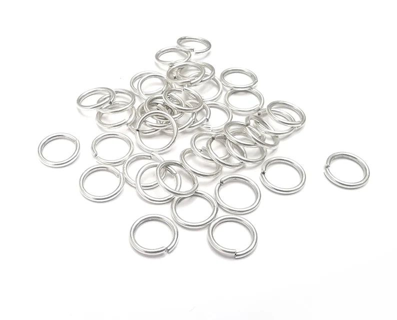 10 Pcs Silver Jumpring Antique Silver Plated Brass Strong jumpring ,Findings (10 mm)(wire thickness 1.2mm 16 gauge) G27704