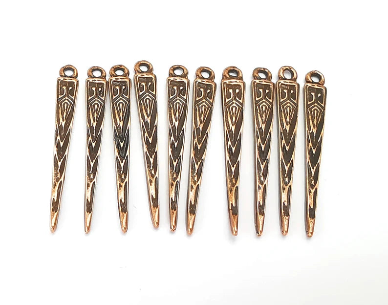 Spike Charms Antique Copper Plated Charms (37x5mm) G27845