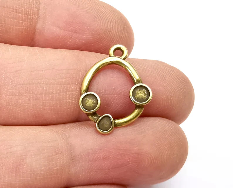 Drop Charms Blank Resin Bezel Mounting Cabochon Base Setting Antique Bronze Plated Charms (3.5mm - 3mm Blanks) G27847