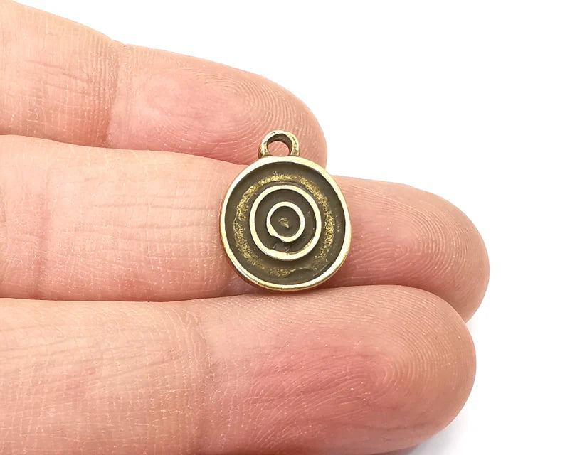 Ethnic Circle Disc Charm Antique Bronze Plated Charm (18x14mm) G27848
