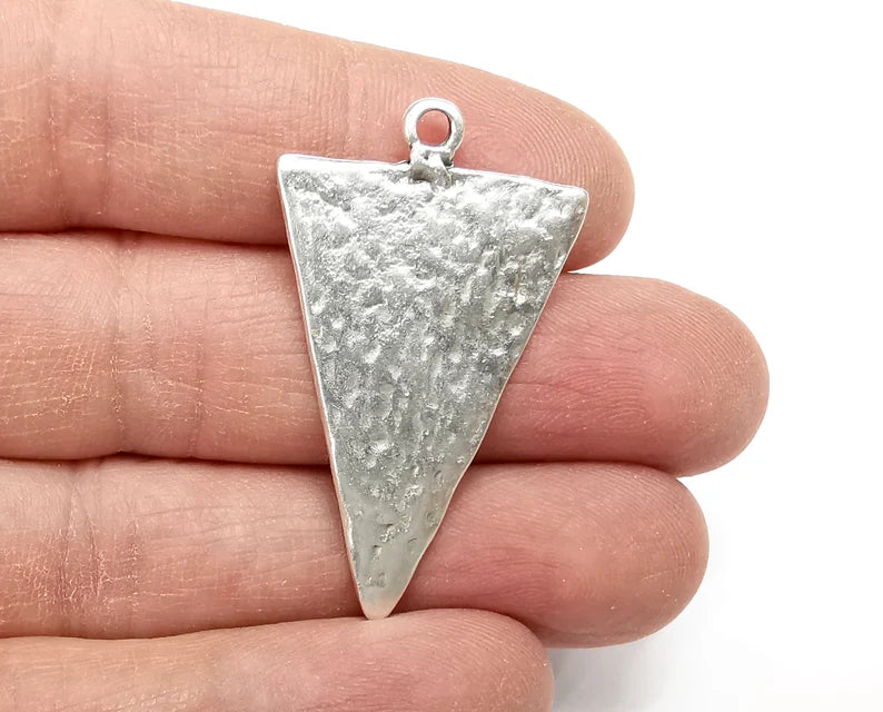 Ethnic Triangle Antique Silver Charm Antique Silver Plated Charms (43x26 mm) G27710