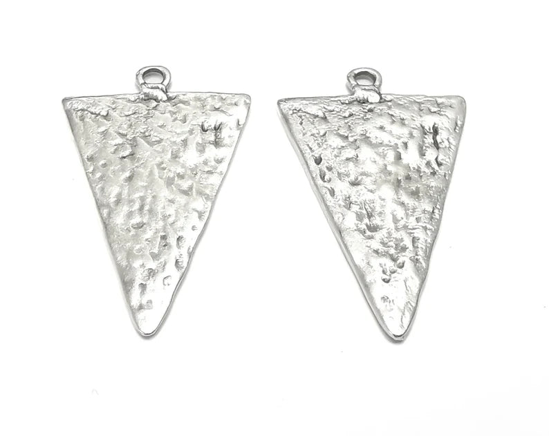 Ethnic Triangle Antique Silver Charm Antique Silver Plated Charms (43x26 mm) G27710