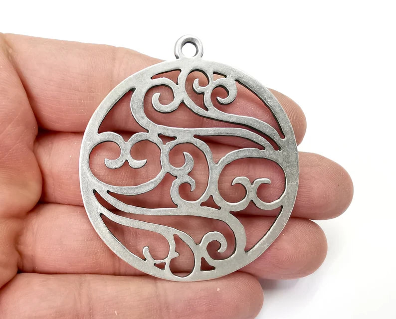 Branch Filigree Pendant Antique Silver Plated Pendant (60x53mm) G27855