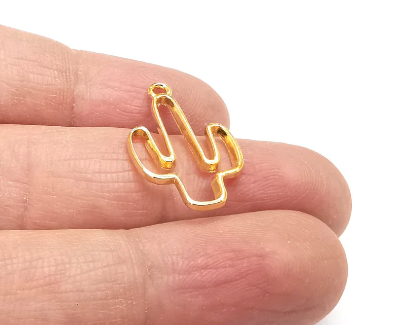 Cactus Charms Shiny Gold Plated Charms (25x15mm) G27725