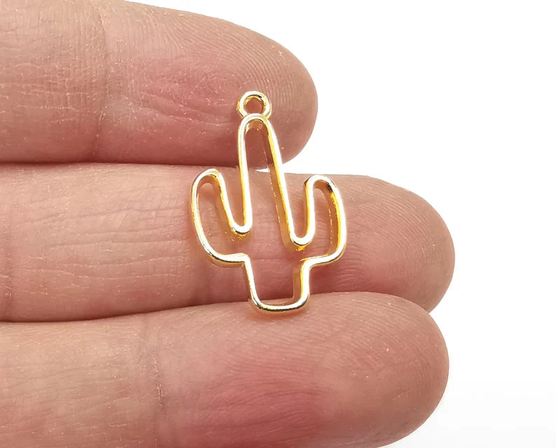 Cactus Charms Shiny Gold Plated Charms (25x15mm) G27725