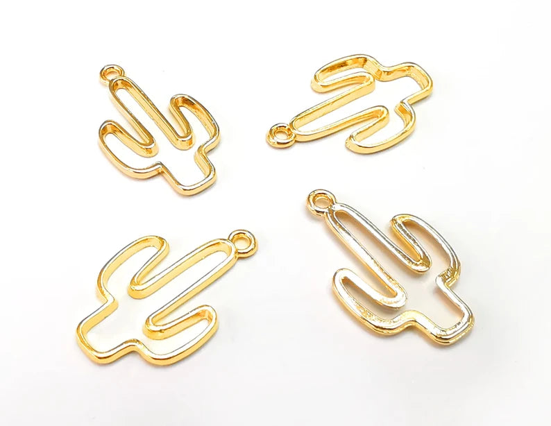 Cactus Charms Shiny Gold Plated Charms (25x15mm) G27725