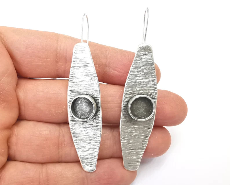Silver Earring Blank Base Settings Silver Resin Cabochon Inlay Blank Mountings Antique Silver Plated Brass (10mm blanks) 1 Set G27726