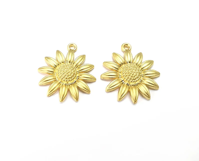 Sunflower Charms Gold Plated Charms (27x23mm) G27867
