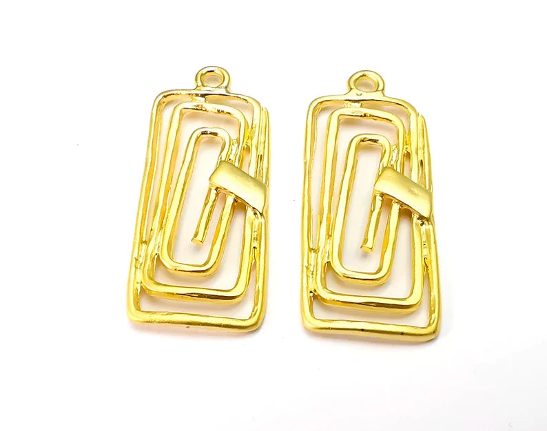 Rectangle Spirals Charms Gold Plated Charms (41x18mm) G27868