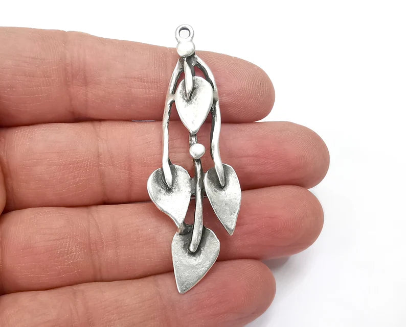 Leaf Branch Charms Antique Silver Plated Charms (60x22mm) G27874