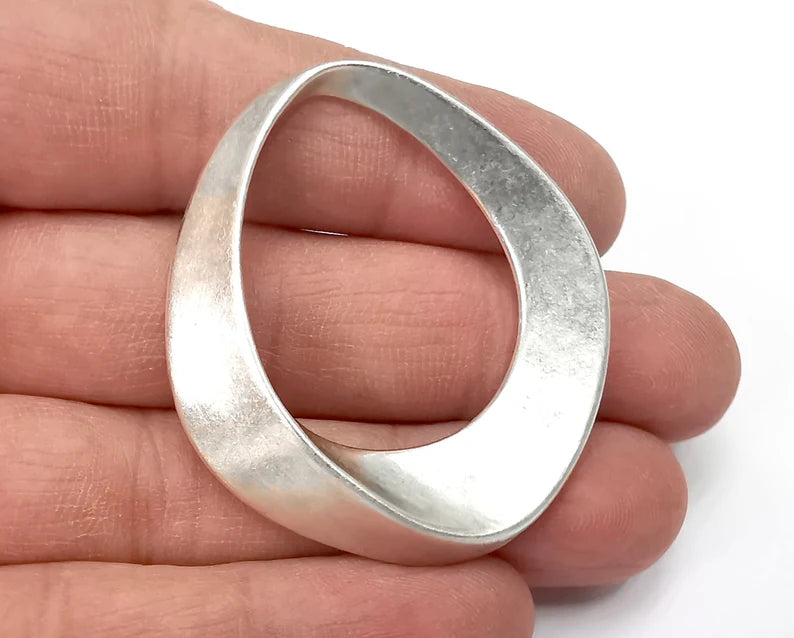 Curved Pendant Charms Antique Silver Plated Charms (48x43mm) G27877