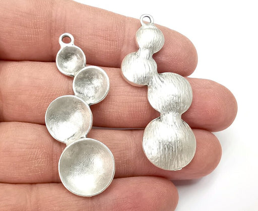 Curved Cups Charms Antique Silver Plated Ethnic Pendant (50x20mm) G27883
