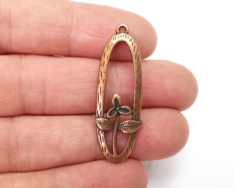Flower Leaf Charms Antique Copper Plated Charms (41x14mm) G27743