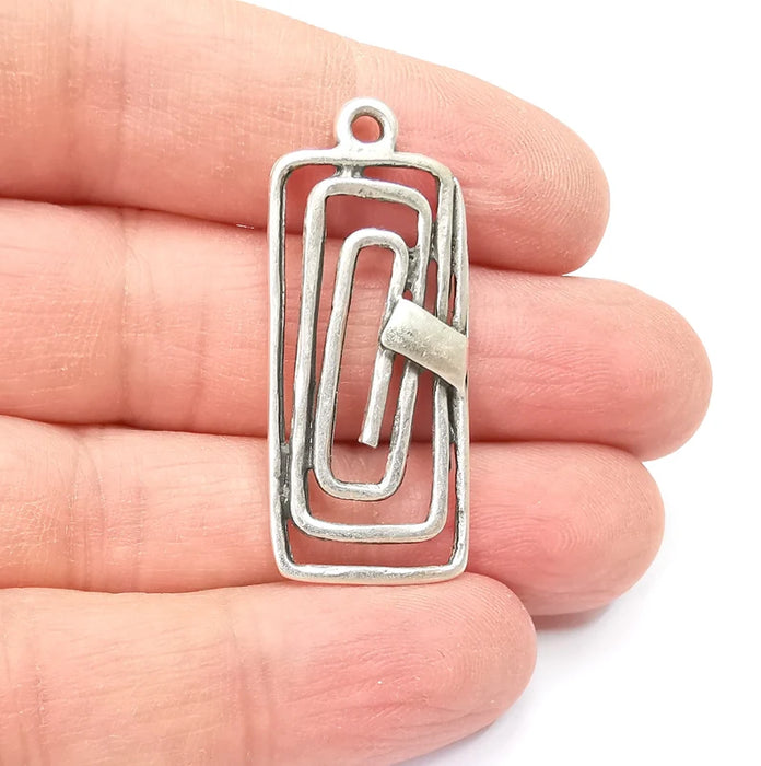 Rectangle Spiral Charms Antique Silver Plated Charms (41x17mm) G27888