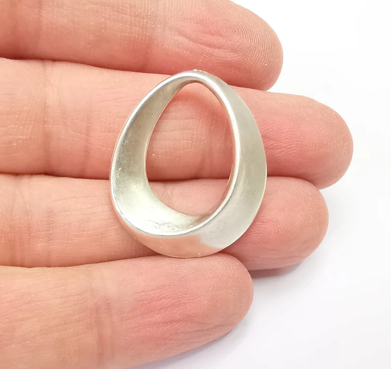 Folded Circle Hoop Charms Findings Antique Silver Plated Findings (30x25mm) G27889