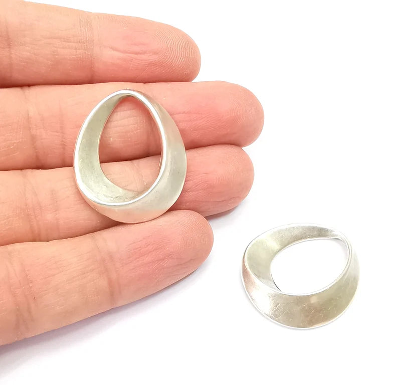 Folded Circle Hoop Charms Findings Antique Silver Plated Findings (30x25mm) G27889