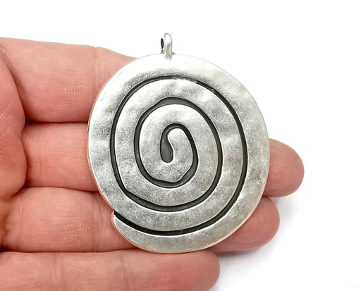 Swirl Spirals Pendant Antique Silver Plated Pendant (61x51mm) G27893