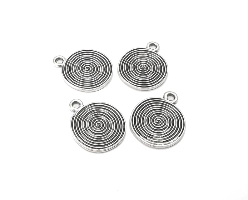 Spirals Charms Swirl Charm Antique Silver Plated Charms (21x17mm) G27896