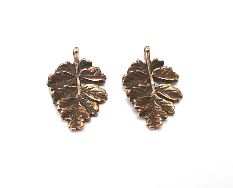 Leaf Charms Antique Copper Plated Charms (32x19mm) G27754