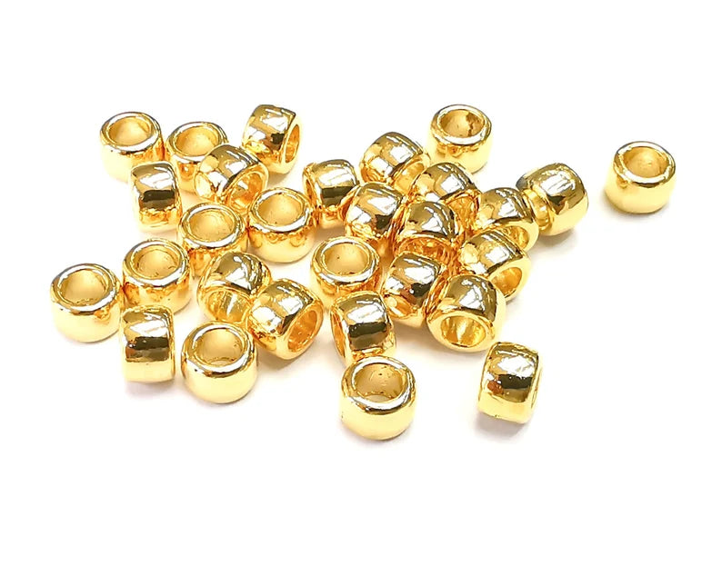 10 Pcs Cylinder Beads Shiny Gold Plated Beads (6mm) G27756