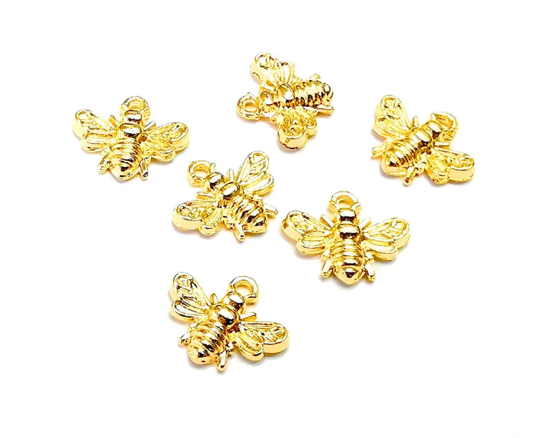 Bee Charms Shiny Gold Plated Charms (13x11mm) G27757