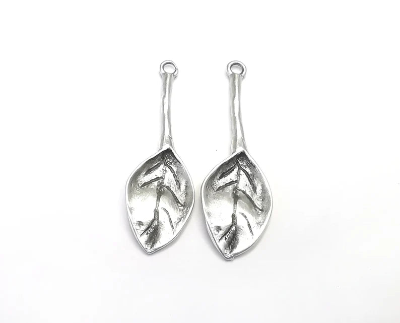 Leaf Branch Charms Antique Silver Plated Charms (51x16mm) G27903