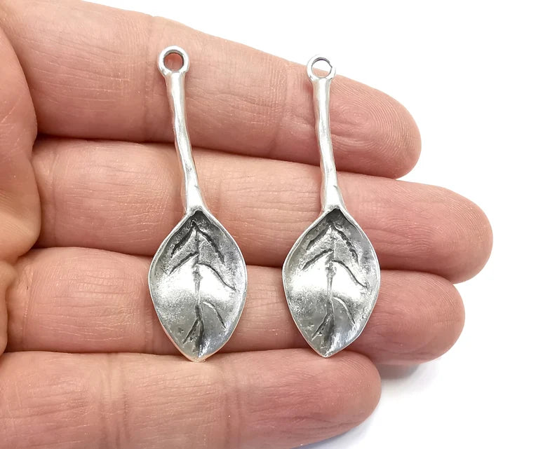 Leaf Branch Charms Antique Silver Plated Charms (51x16mm) G27903