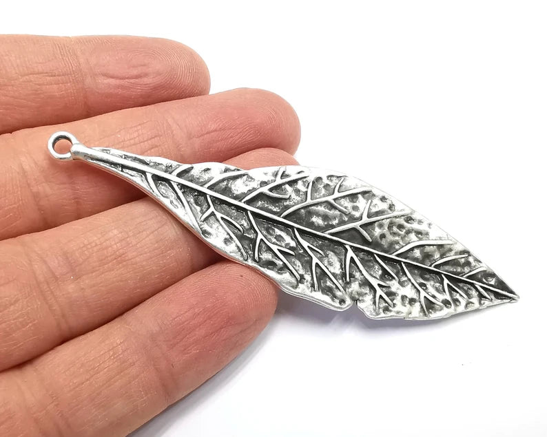 Leaf Pendant Antique Silver Plated Pendants (90x26mm) G27907