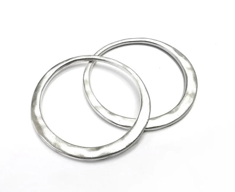 Silver Circle Connector Charms Antique Silver Plated Findings (46mm) G27910