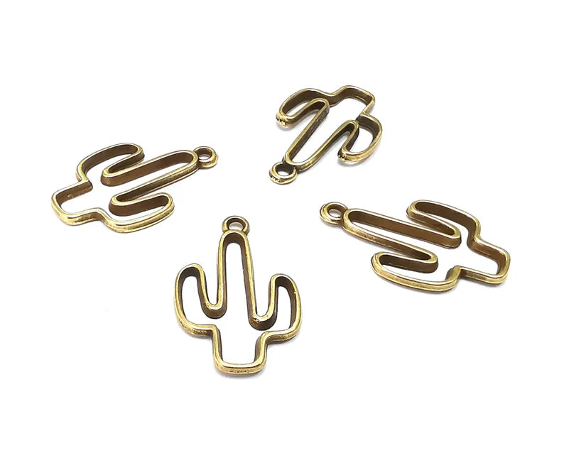 Cactus Charms Antique Bronze Plated Charms (25x15mm) G27773