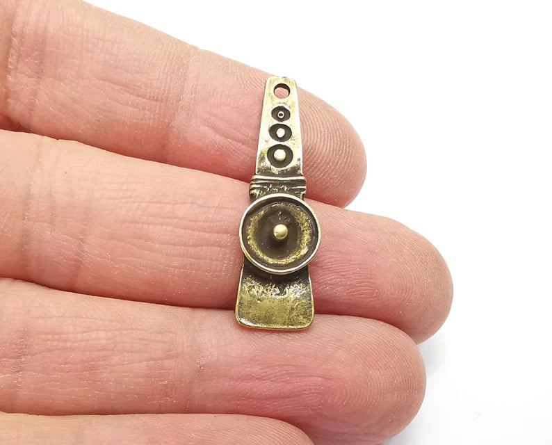 Ethnic Charms Antique Bronze Plated Charm (33x10mm) G27774
