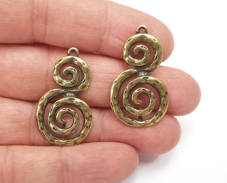 Swirl Charms Antique Bronze Plated Charms (35x21mm) G27817