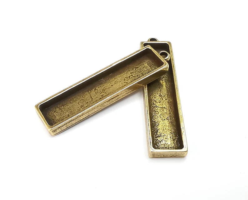 Hammered Resin Base Pendant Blank inlay Blank Mosaic Blank Bezel Setting Mountings Antique Bronze Plated Blank (50x10mm blank) G27786