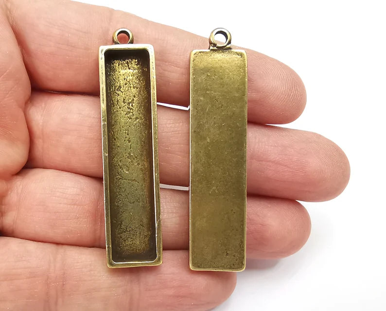 Hammered Resin Base Pendant Blank inlay Blank Mosaic Blank Bezel Setting Mountings Antique Bronze Plated Blank (50x10mm blank) G27786