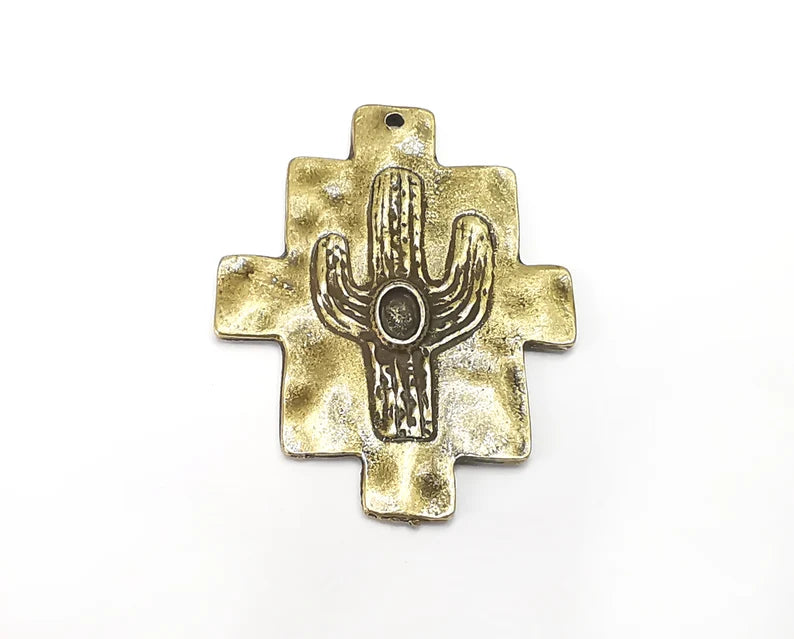 Cactus Charms Antique Bronze Plated Charms (48x37mm) G27788