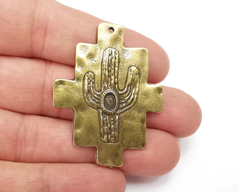 Cactus Charms Antique Bronze Plated Charms (48x37mm) G27788