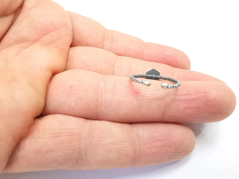 Hexagon Stamping Ring Blanks, Sterling Silver Engraving Blank, Statement Rings, Adjustable Nameplate Ring, 925 Solid Silver 6mm G30261