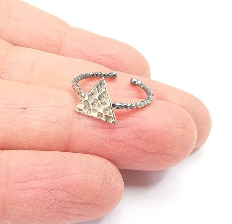 Triangle Stamping Ring Blanks, Sterling Silver Engraving Blank, Statement Rings, Adjustable Nameplate Ring, 925 Solid Silver 10mm G27800