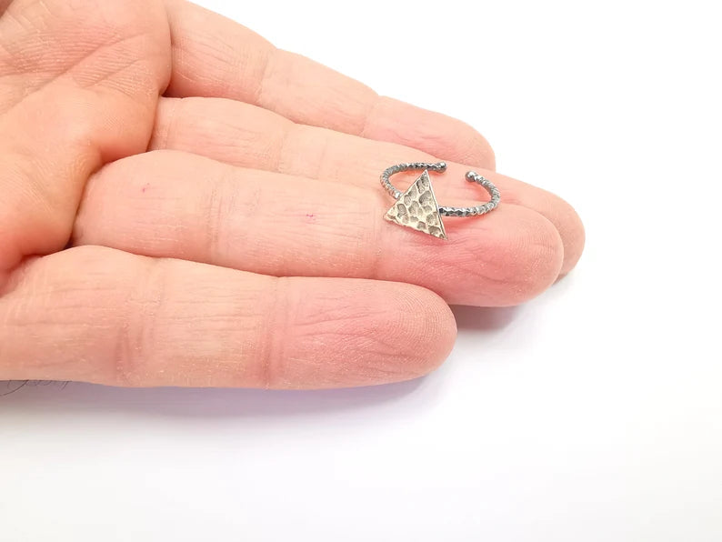 Triangle Stamping Ring Blanks, Sterling Silver Engraving Blank, Statement Rings, Adjustable Nameplate Ring, 925 Solid Silver 10mm G27800