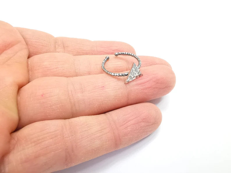 Triangle Stamping Ring Blanks, Sterling Silver Engraving Blank, Statement Rings, Adjustable Nameplate Ring, 925 Solid Silver 10mm G27800