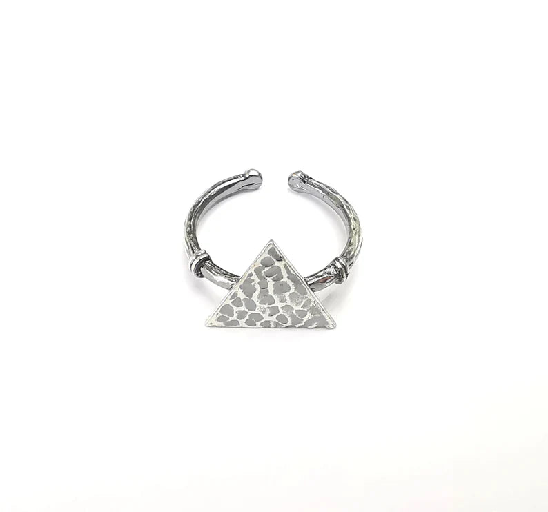 Triangle Stamping Ring Blanks, Sterling Silver Engraving Blank, Statement Rings, Adjustable Nameplate Ring, 925 Solid Silver 13mm G30281