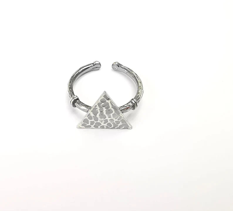 Triangle Stamping Ring Blanks, Sterling Silver Engraving Blank, Statement Rings, Adjustable Nameplate Ring, 925 Solid Silver 13mm G30281