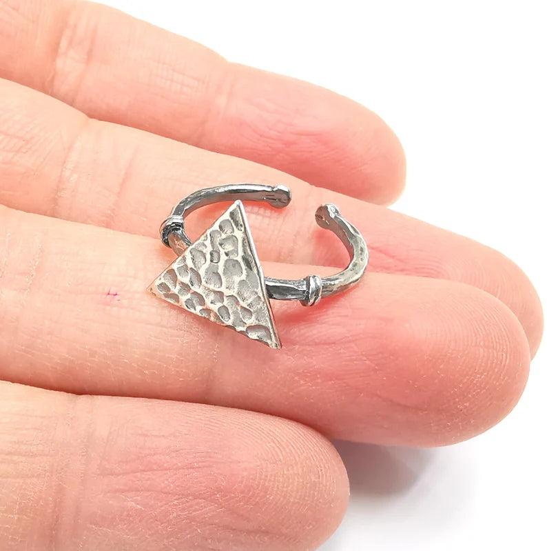 Triangle Stamping Ring Blanks, Sterling Silver Engraving Blank, Statement Rings, Adjustable Nameplate Ring, 925 Solid Silver 13mm G30281