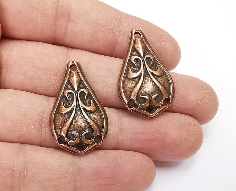Ethnic Drop Charms Connector Antique Copper Plated Charms (33x20mm) G27827