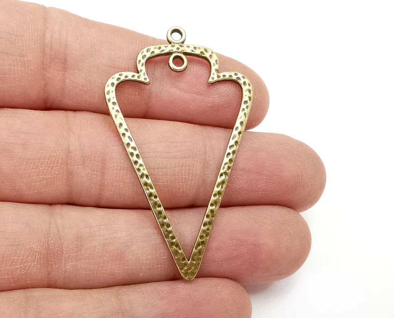 Hammered Charms Connector Antique Bronze Plated Charms (52x31mm) G27829